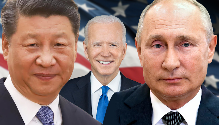 Xi Jinping, Joe Biden and Vladimir Putin
